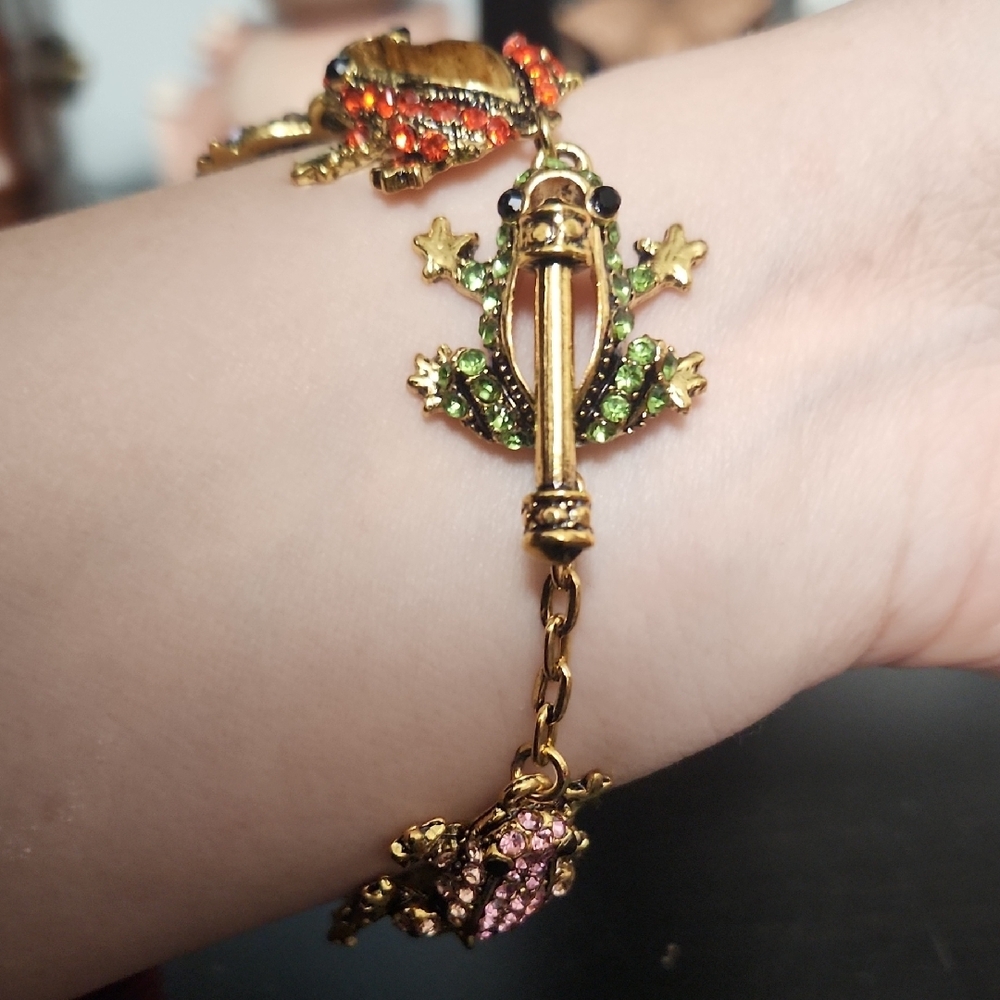Colorful Rhinestone Frog Bracelet - Picture 2 of 3